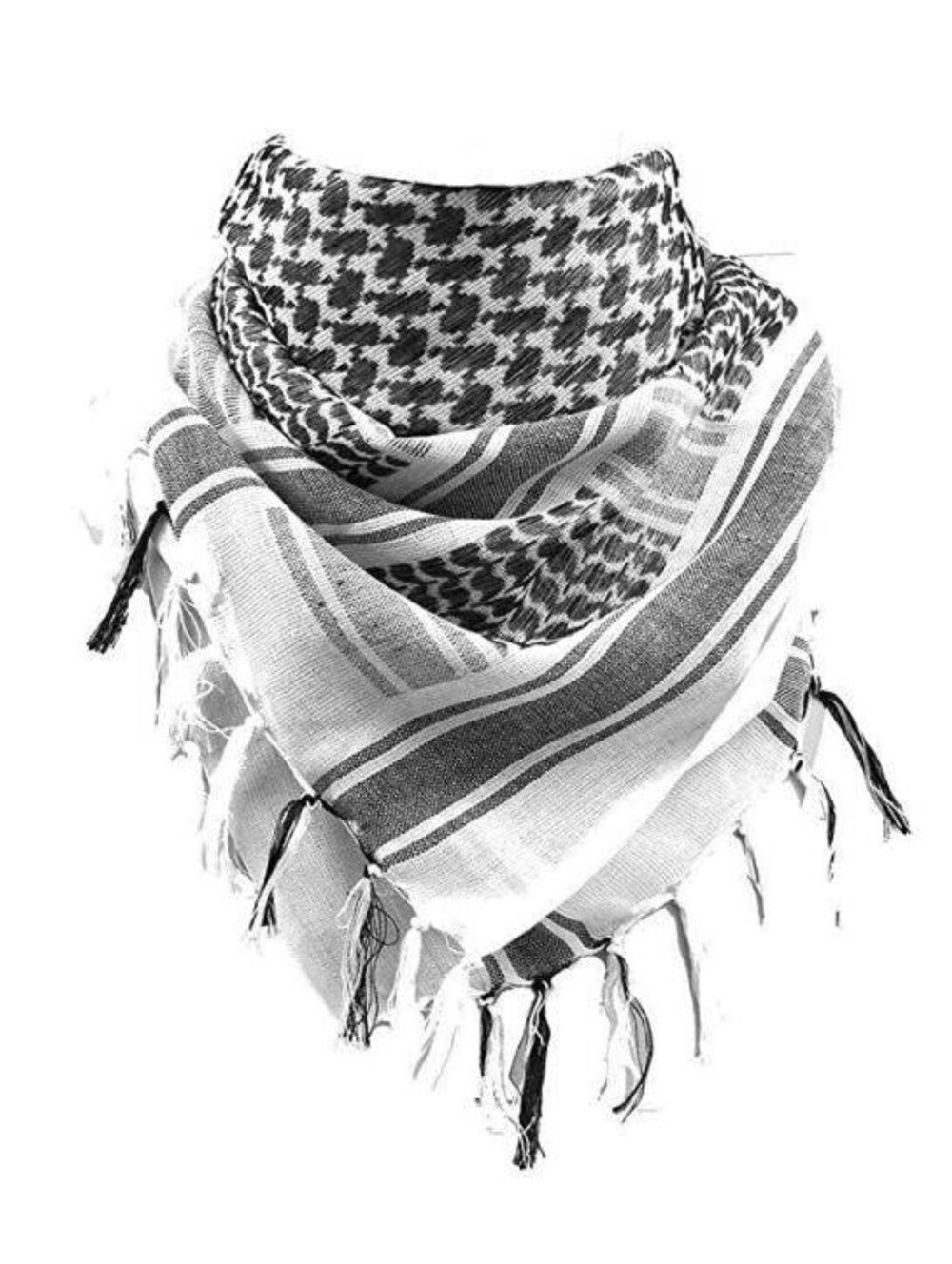 FREE SOLDIER Tactical Shemagh Desert Scarf Keffiyeh Arab Wrap NWT White Black 43